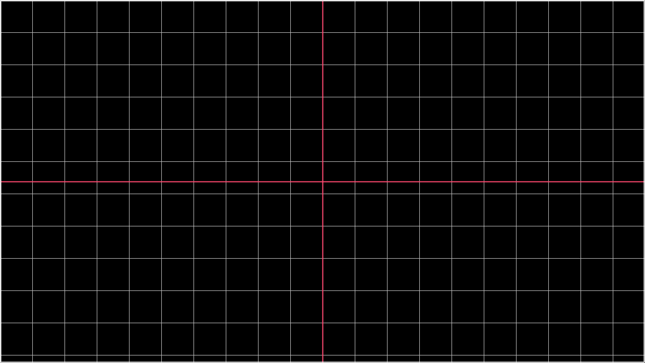 White alignment grid with crosshatch and centre marker on black.